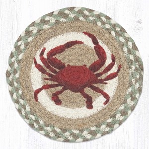 Earth Rugs Coastal Crab Trivet – Hand-Stenciled Jute Hot Pad for Beach House Kitchens - 1 of 3
