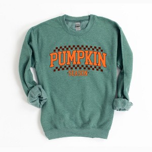 Simply Sage Market Women's Graphic Sweatshirt Checkered Arched Pumpkin Season - 1 of 4