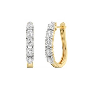 GILDED 14K Gold Plated Sterling Silver Hoop Earrings with Lab Grown Diamonds, Hinged Diamond Hoops for Women – Elegant Gold Hoops Jewelry - 1 of 4