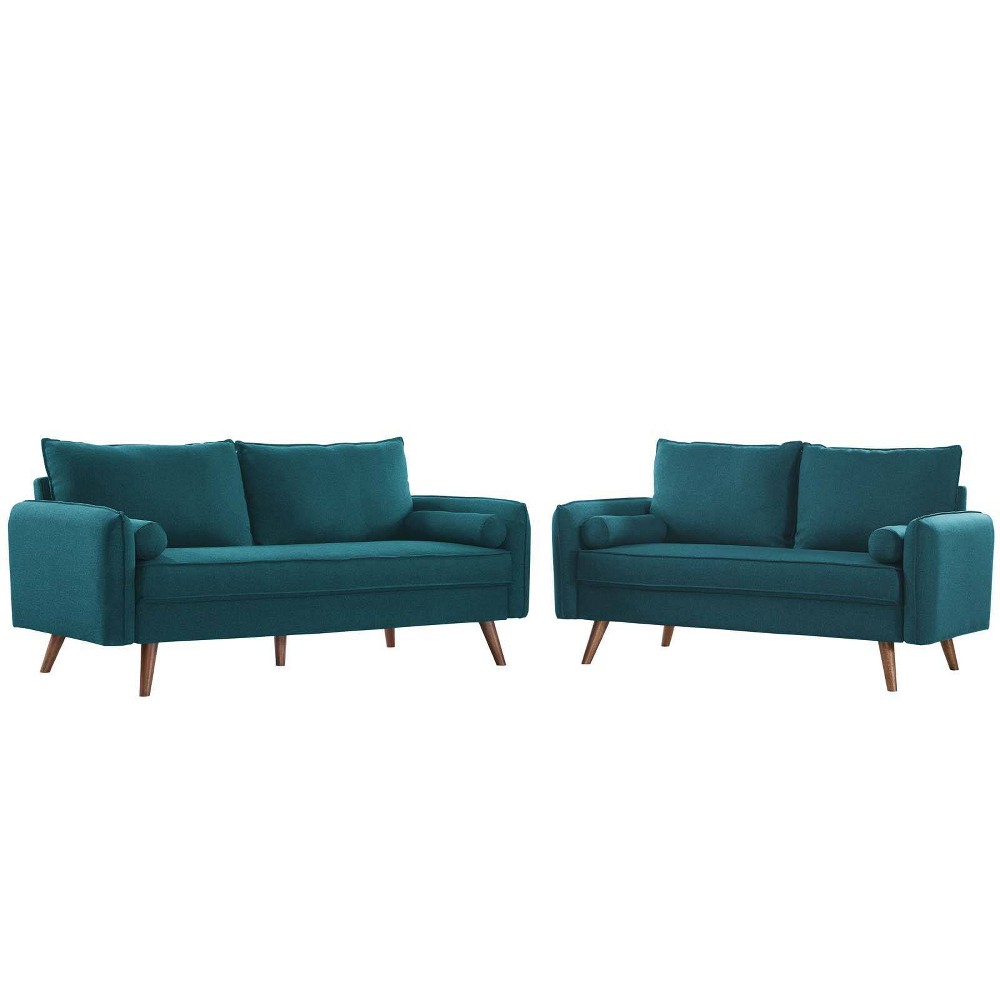 Photos - Sofa Modway Revive Upholstered Fabric  and Loveseat Set Teal  