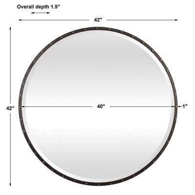 Industrial Black and Gold Round Iron Mirror