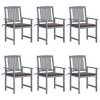 vidaXL Solid Acacia Wood Patio Chairs Set, 6 pcs with Taupe Cushions, Gray Retro Style, Durable Outdoor Furniture for Relaxation - 2 of 4