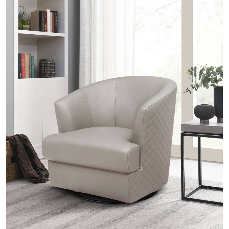 Benfield Top Grain Leather Swivel Chair Gray - Abbyson Living, 3 of 11