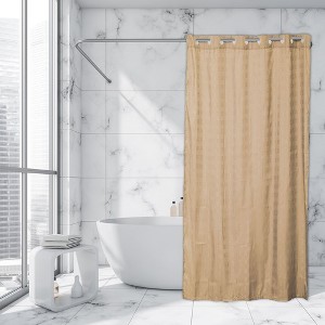 Evideco French Home Goods Hookless Shower Curtain 79" L x 71" W Cubic Pattern - 1 of 4