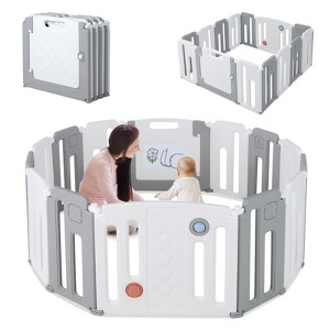 Infans 14 Panels Baby Safety Playpen Kids Safety Activity Play Center w/ Drawing Board - 1 of 4