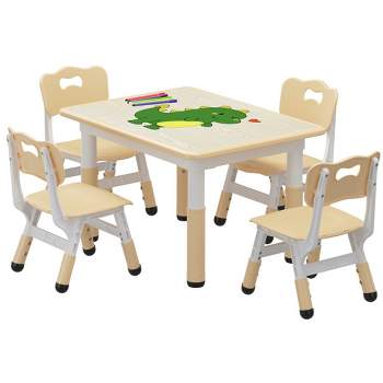 Whizmax Kids Table and Chair Set, Height Adjustable Toddler Table  Set for Ages 2-10, Graffiti Desktop, Children Activity Table for Daycare Classroom Home