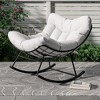 GustoWave Modern Papasan Rocking Chair, Outdoor Rocker Recliner Chair with Metal Frame and Thick Cushion, Outdoor Patio Lounge Chair - 2 of 4