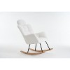 Zeus & Ruta Mid Century Modern Accent Arm Chair Padded Seat with High Backrest and Pillows (Ivory/Dark Gray/Pink) - 2 of 4
