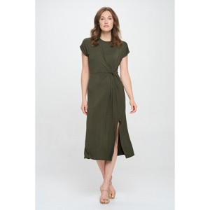 WEST K Women's Parker Cre-Neck Short Sleeve Knob-Front A-Line Midi Dress - 1 of 4
