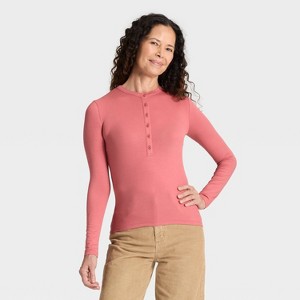 Women's Long Sleeve Henley Shirt - Universal Thread™ - 1 of 4