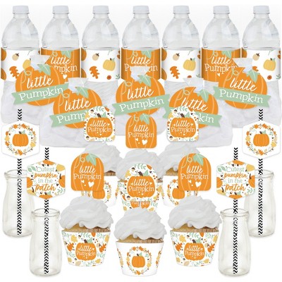 Big Dot of Happiness Little Pumpkin - Fall Birthday Party or Baby Shower Favors and Cupcake Kit - Fabulous Favor Party Pack - 100 Pieces