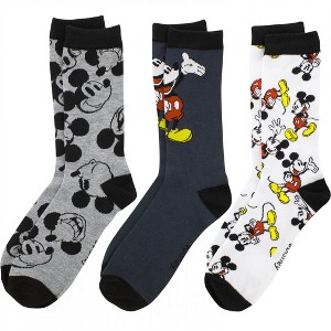 Adult Mickey Mouse Monochrome Crew Socks 3-Pair Pack - 1 of 4