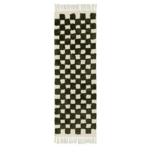 Lahome Kiaralyn Checkered Machine Washable Cotton Area Rug-Soft Carpet for Living Room,Bedroom,or Entryway - 1 of 3