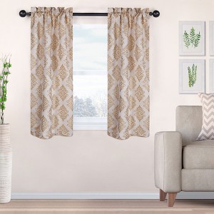 Vintage Venetian Damask Jacquard Embroidered Curtains, Set of 2 by Blue Nile Mills - 1 of 4