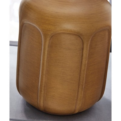 Ochre Ceramic Table Lamp with White Drum Shade