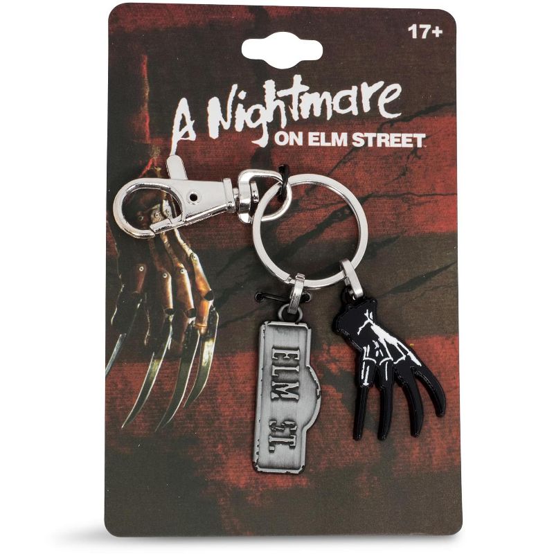 SalesOne LLC A Nightmare On Elm Street Sign and Freddy Glove Heavy Duty Metal Car Keychain, 1 of 8