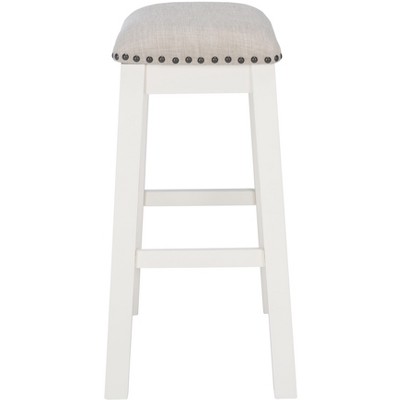 Aero White Wood Counter Stools with Nailhead Trim, Set of 2