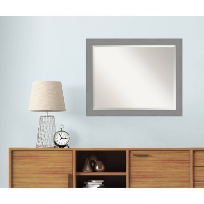 Contemporary Brushed Silver Rectangular Bathroom Vanity Mirror