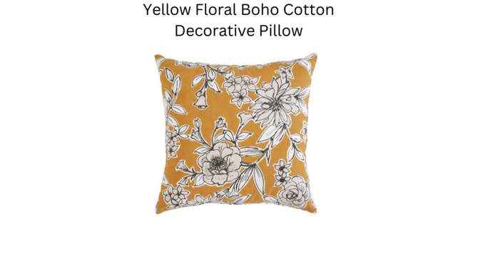 VCNY 20&#34;x20&#34; Oversize Floral Boho Cotton Square Throw Pillow Yellow, 2 of 6, play video