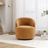 25.6"Swivel Accent 360°Swivel  Armchair Barrel Chair With Black Powder Coating Metal Ring，White+Velvet - 3 of 4
