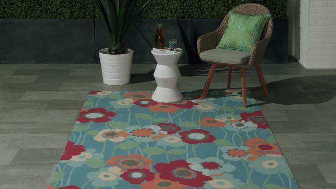 Waverly Sun & Shade "Pic-A-Poppy" Bluebell Indoor/Outdoor Area Rug by Nourison, 2 of 12, play video