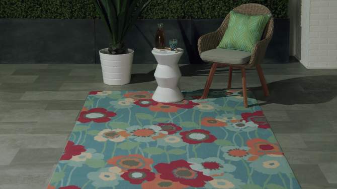 Waverly Sun & Shade "Pic-A-Poppy" Bluebell Indoor/Outdoor Area Rug by Nourison, 2 of 13, play video