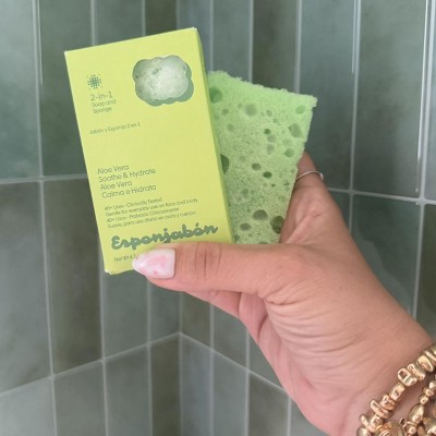 Esponjabon Aloe Vera Soap Sponge  Soothe & Hydrate 2-in-1 Soap Sponge -  4.2oz : Target