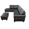VYNXARIA 3-Seat Faux Leather L-Shaped Sectional Sofa with Ottoman,Stylish Black for Living Room & Small Spaces - 2 of 4