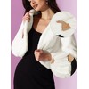 INSPIRE CHIC Women's Long Sleeve Open Front Cropped Winter Faux Fur Jacket - 2 of 4