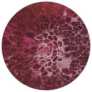 Merlot Blush And Gray Abstract Washable Indoor Outdoor Area Rug - 1 of 4