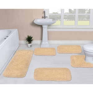 Home Weavers Radiant Collection 100% Cotton Tufted Bathroom Rug Set, Non-Slip Latex Bath Rug Set - 1 of 4