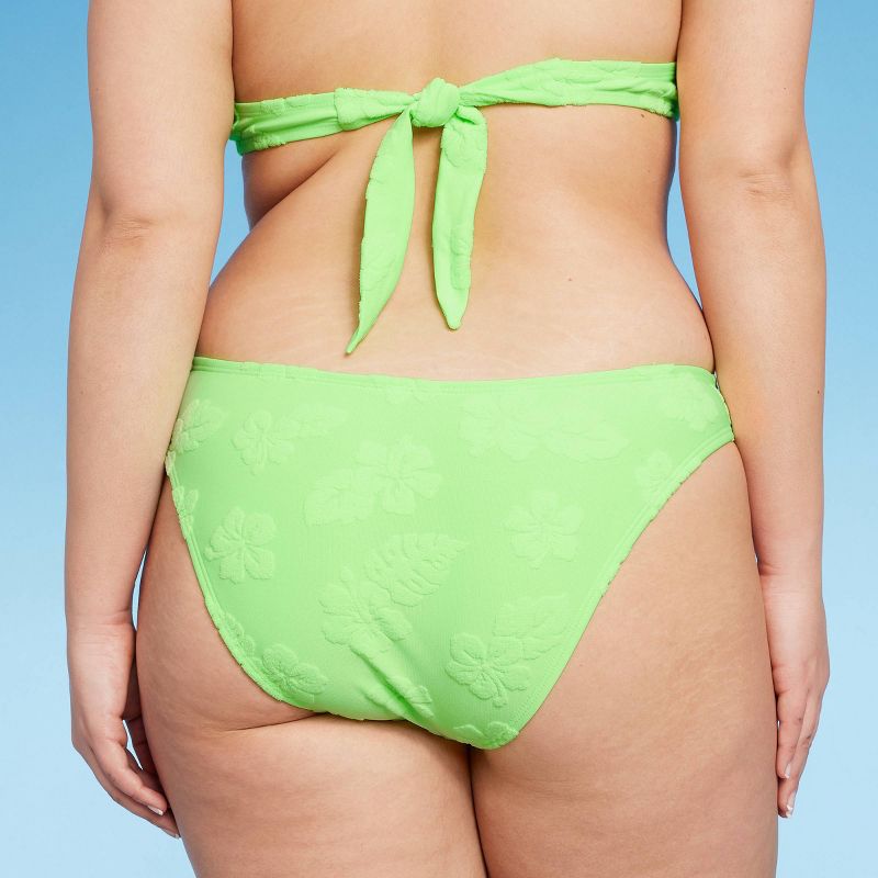 Women's Terry Textured High Leg Cheeky Bikini Bottom - Wild Fable™ Green, 3 of 9
