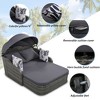 Outdoor Sunbed, Patio PE Rattan Daybed, Upholstered Chaise Lounger with Adjustable Canopy - ModernLuxe - 4 of 4