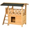 PawHut Wooden Cat House Feral Cat Shelter Kitten Condo Dog Habitat with Balcony, Stairs, Asphalt Roof for Outdoor - image 4 of 4