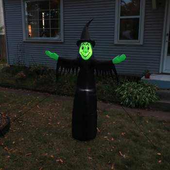 Sunnydaze Outdoor Wendolyn the Wicked Witch Self-Inflating Halloween Inflatable Yard Decoration with LED Lights and Built-In Fan - 5'
