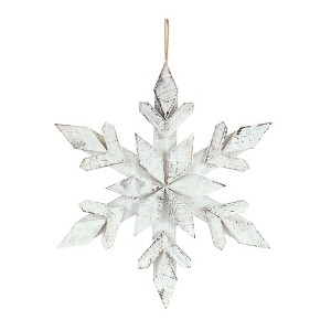 White Washed Wooden Snowflake Ornament (Set of 6) - 1 of 4