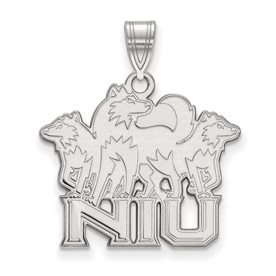 Black Bow Jewelry 14k White Gold Northern Illinois Huskies NCAA Large Pendant