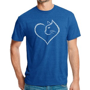 LA Pop Art Cat Heart - Men's Premium Blend Word Art T-Shirt - 1 of 4