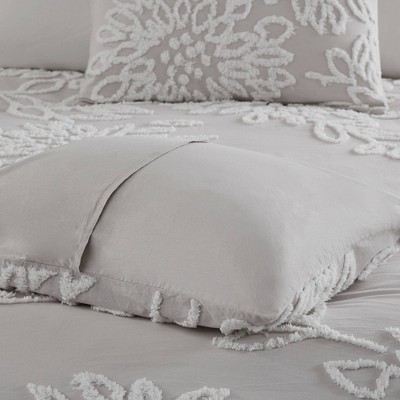 King White Cotton Tufted Chenille Comforter Set