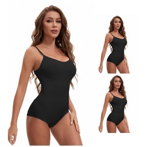 INSPIRE CHIC 3 Packs Women's Scoop Neck Sleeveless Seamless Bodysuit Tummy Control Briefs Body Shaper - 1 of 4
