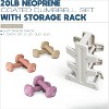 Neoprene Dumbbell Set with Storage Rack, Non-Slip Anti-Roll Hand Weights for Home Gym - 3 of 4