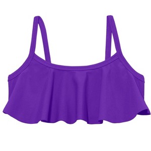City Threads USA-Made UPF 50+ Girls Flounce Bikini Top - 1 of 4