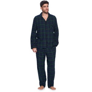 Ashford & Brooks Mens Flannel Plaid Pajamas Long Pj Set - 1 of 4