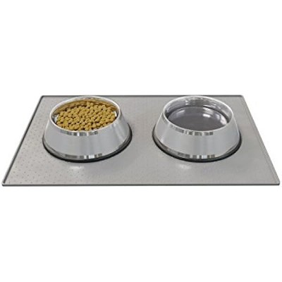 PETMAKER Silicone Pet Food Mat¨C No Mess Feeding Placemat for Dog or Cat Food and Water Bowls to Protect Floors- BPA and Lead Free, 18.5¡± x 11.5¡±