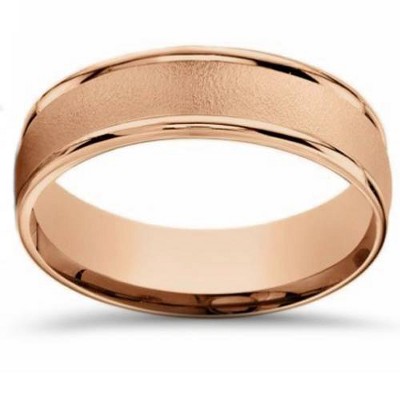 Pompeii3 14K Rose Gold Brushed Comfort Fit 6mm Wedding Band