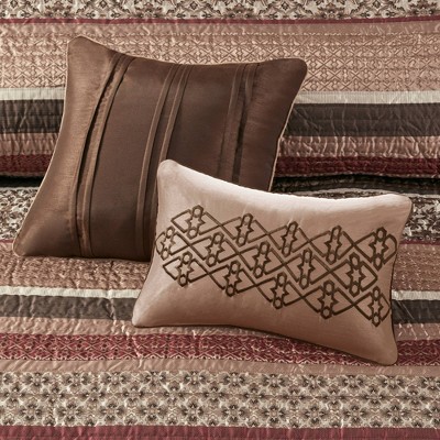 King Red Cotton Reversible Jacquard Quilt Set