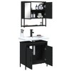 vidaXL 2-Piece Bathroom Furniture Set - Black Engineered Wood with Wall-Mount Mirror Cabinet & Sink Storage, Contemporary Style for Modern Home Decor - 4 of 4