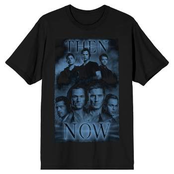 Supernatural TV Series Men's Then & Now Black Graphic T-Shirt