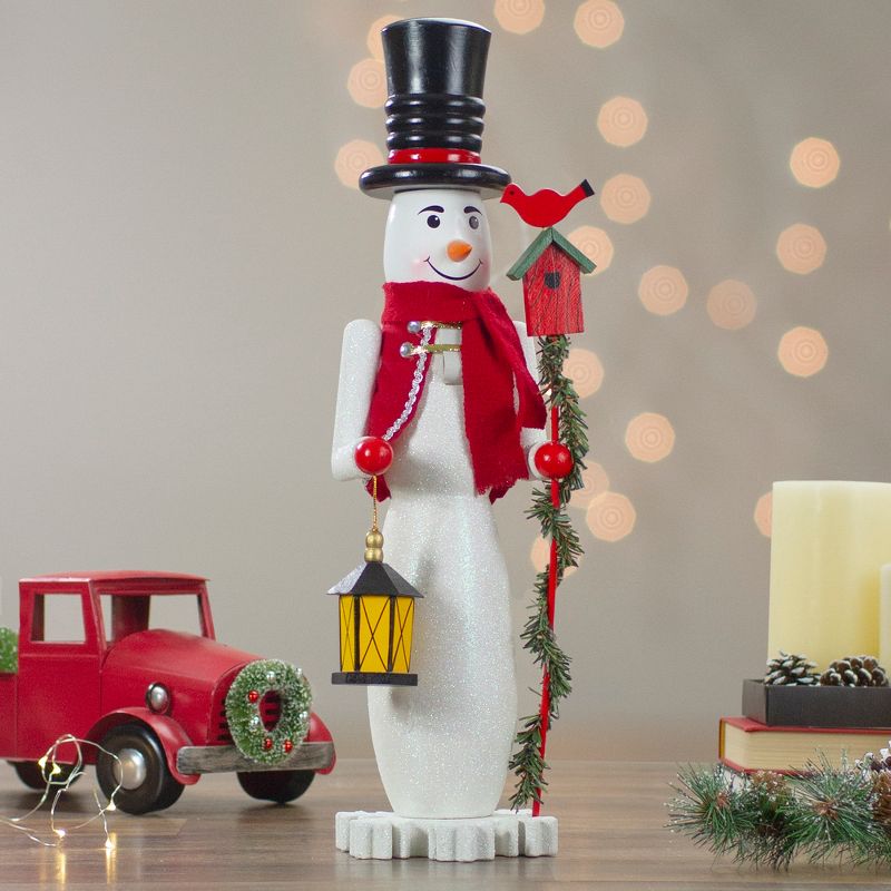 Northlight 18" White and Red Wooden Snowman Christmas Nutcracker, 2 of 6