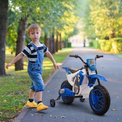 Blue 12V Electric Ride-On Motorcycle with Training Wheels